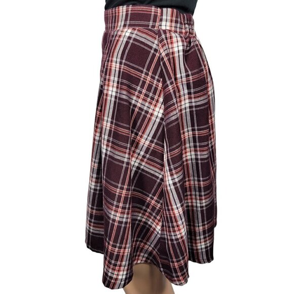 Torrid Women's Plaid Maroon Pull on Light Flannel Feeling Skirt Size 0 (12/L) - Picture 5 of 12